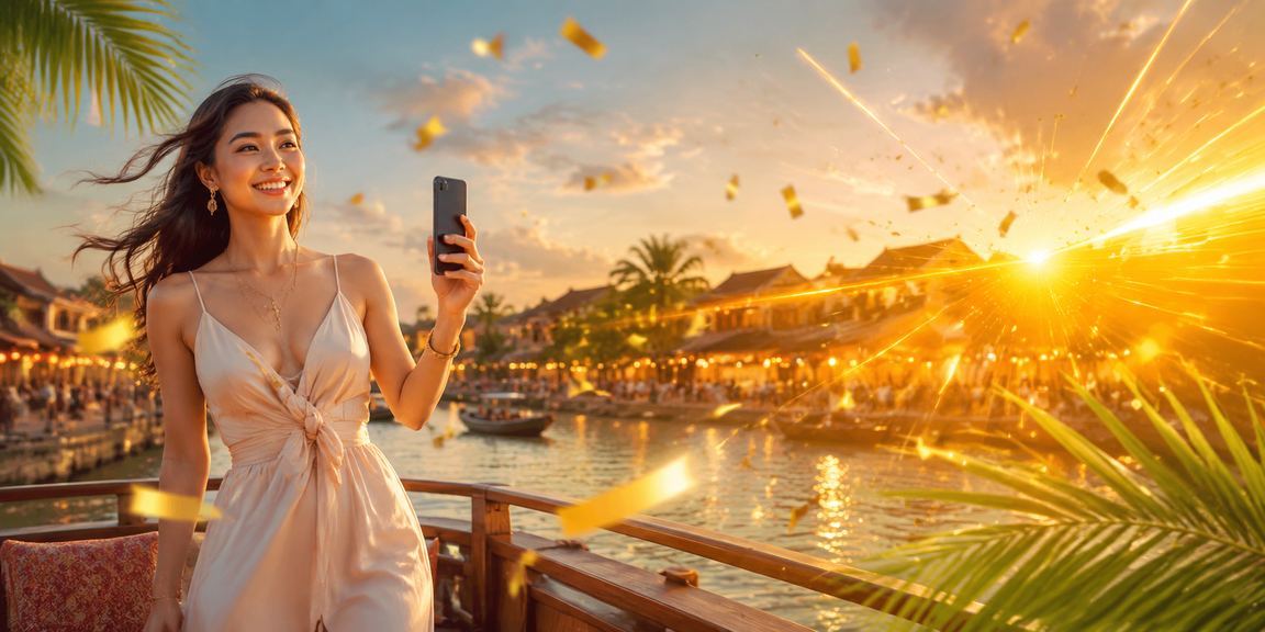 Người chơi tại Hội An thưởng thức cà phê và đăng nhập casino trực tuyến trên điện thoại